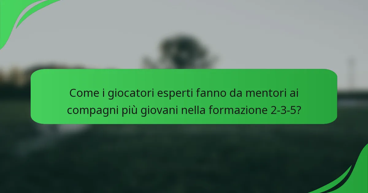 Come i giocatori esperti fanno da mentori ai compagni più giovani nella formazione 2-3-5?