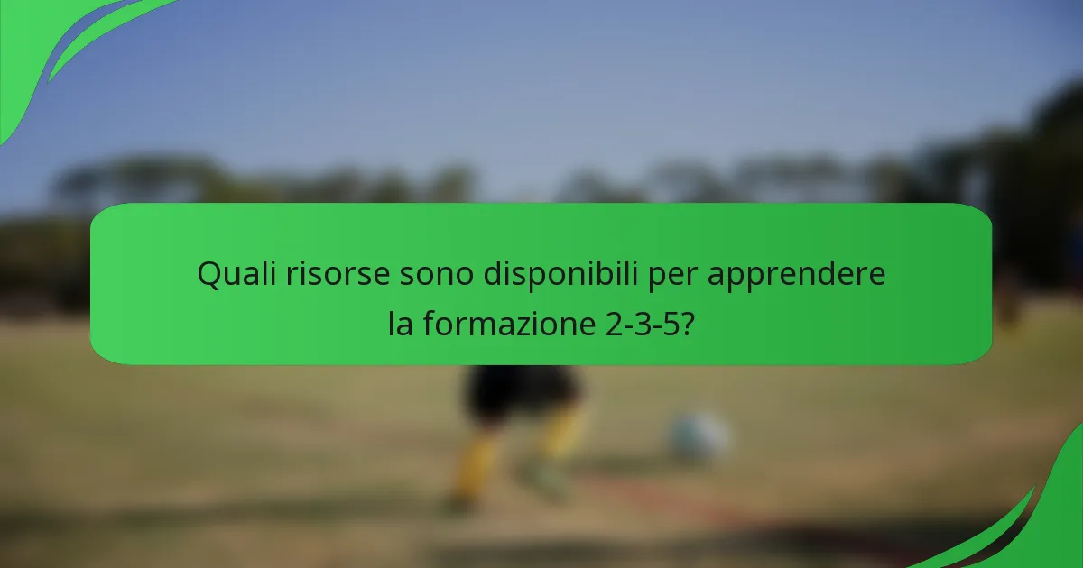 Quali risorse sono disponibili per apprendere la formazione 2-3-5?