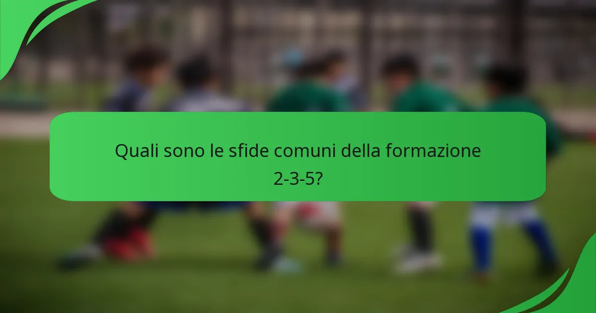 Quali sono le sfide comuni della formazione 2-3-5?
